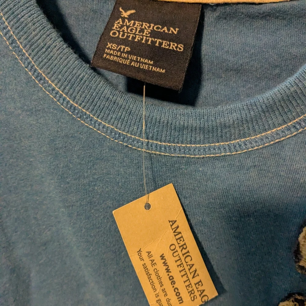 American Eagle Outfitters Blue A7 Eagle Short Sleeve Tee - Picture 2 of 5